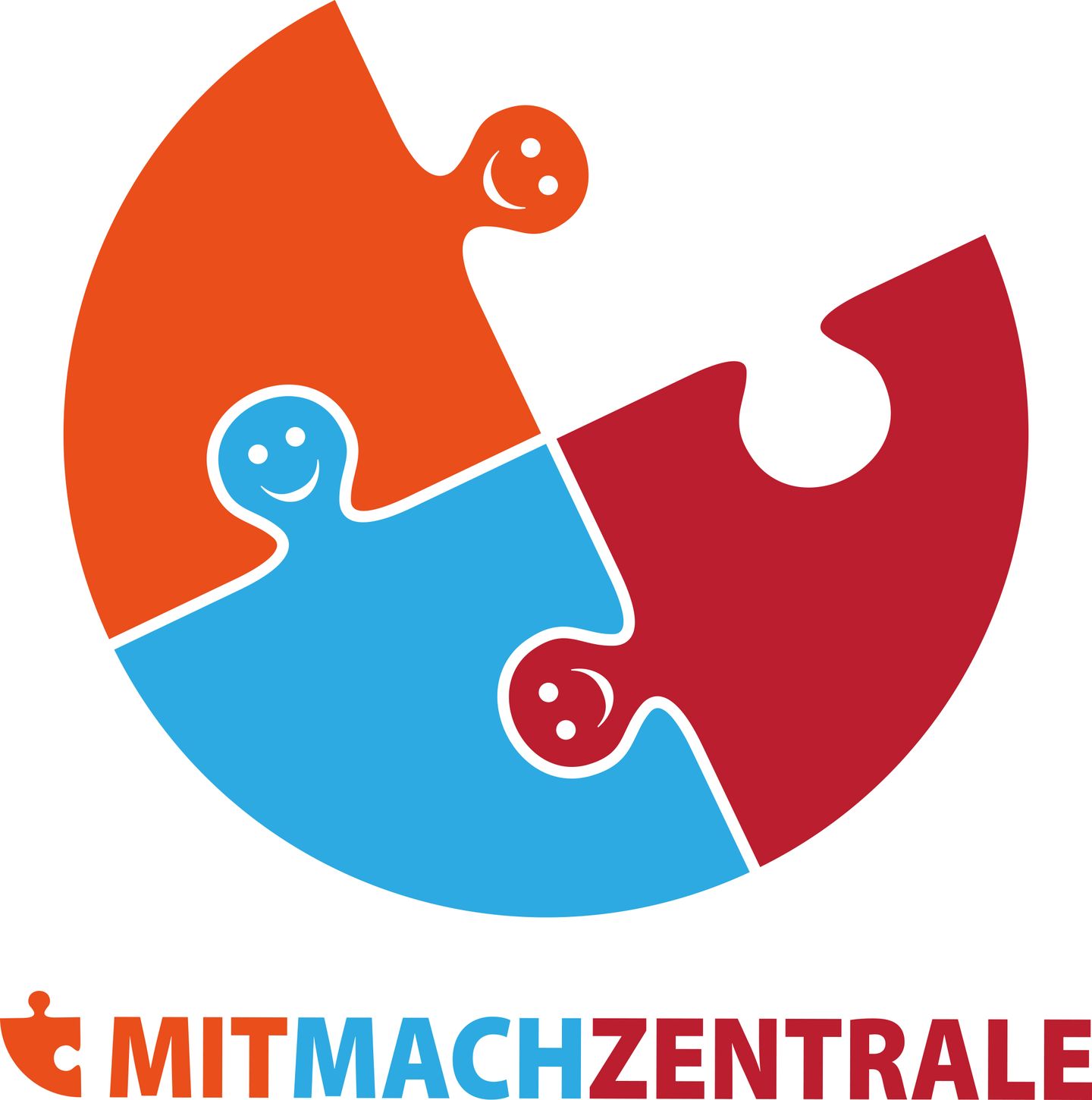 drei Puzzelteile greifen in einander