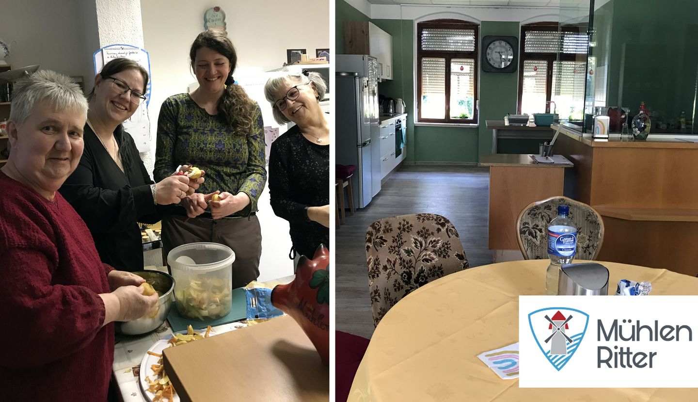 gemeinsame fröhliche Kochrunde