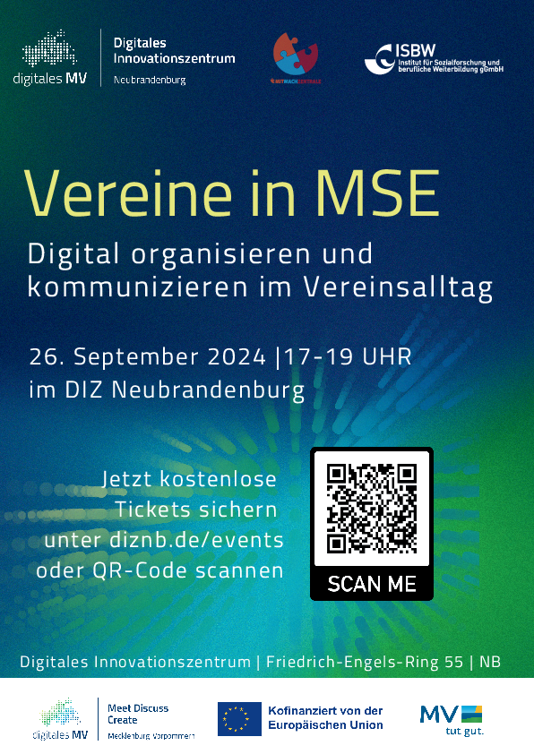 Zu sehen ist ein A4 Aushang mit den wichtigsten Informationen im Überblick zu der Veranstaltung.