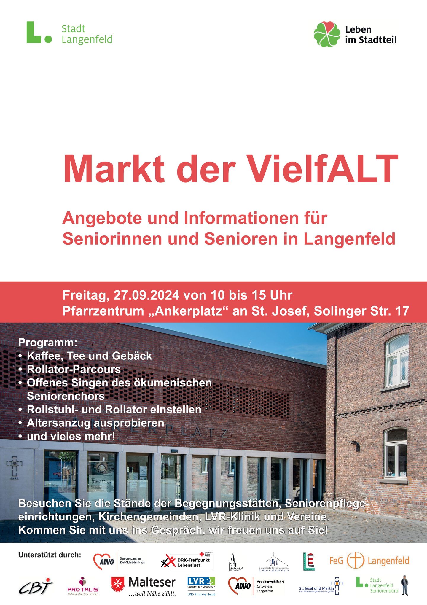 Einladungsplakat zum Markt der Vielfalt für Seniorinnen und Senioren in Langenfeld