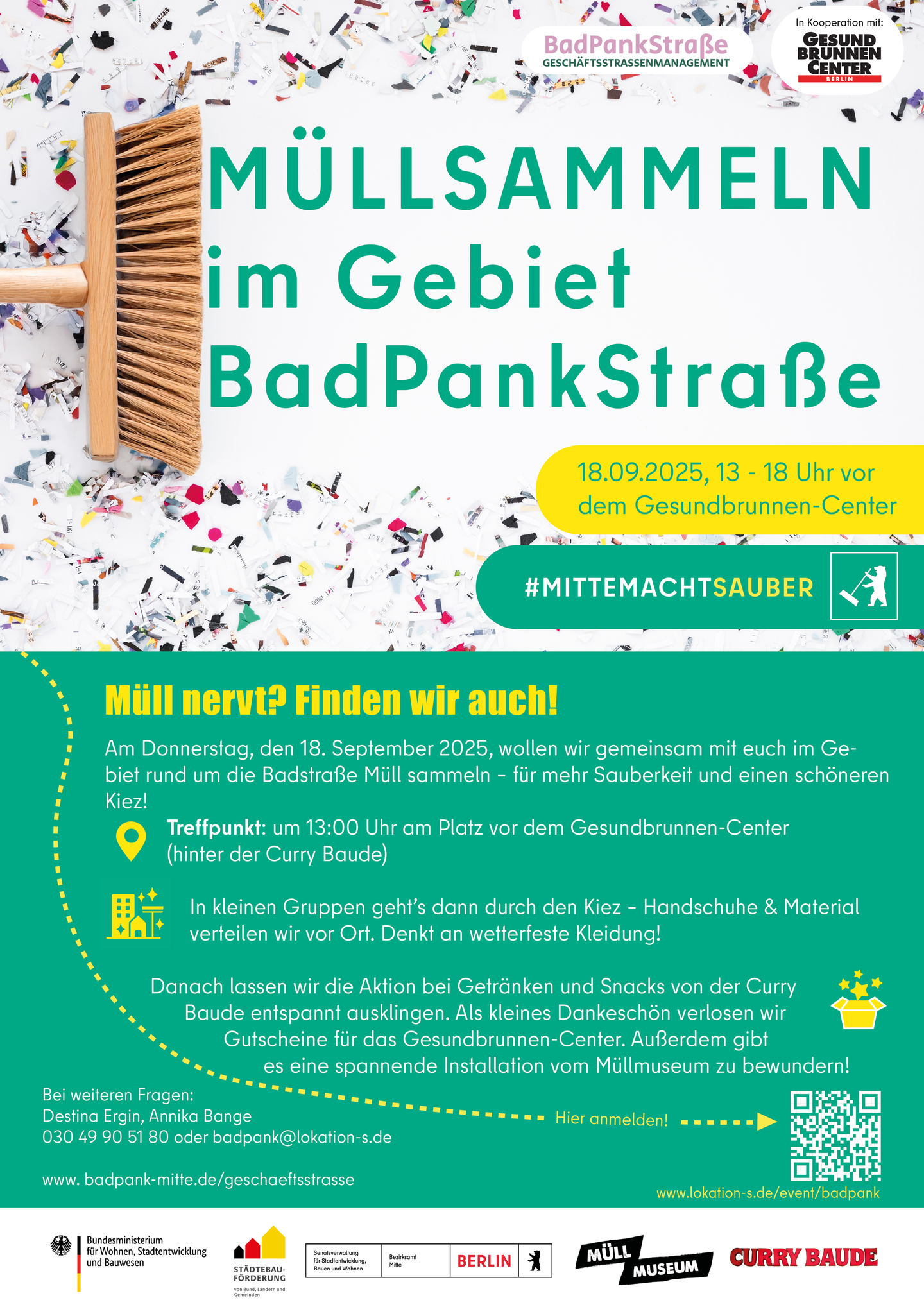Flyer Müllsammelaktion im Gebiet BadPankStraße