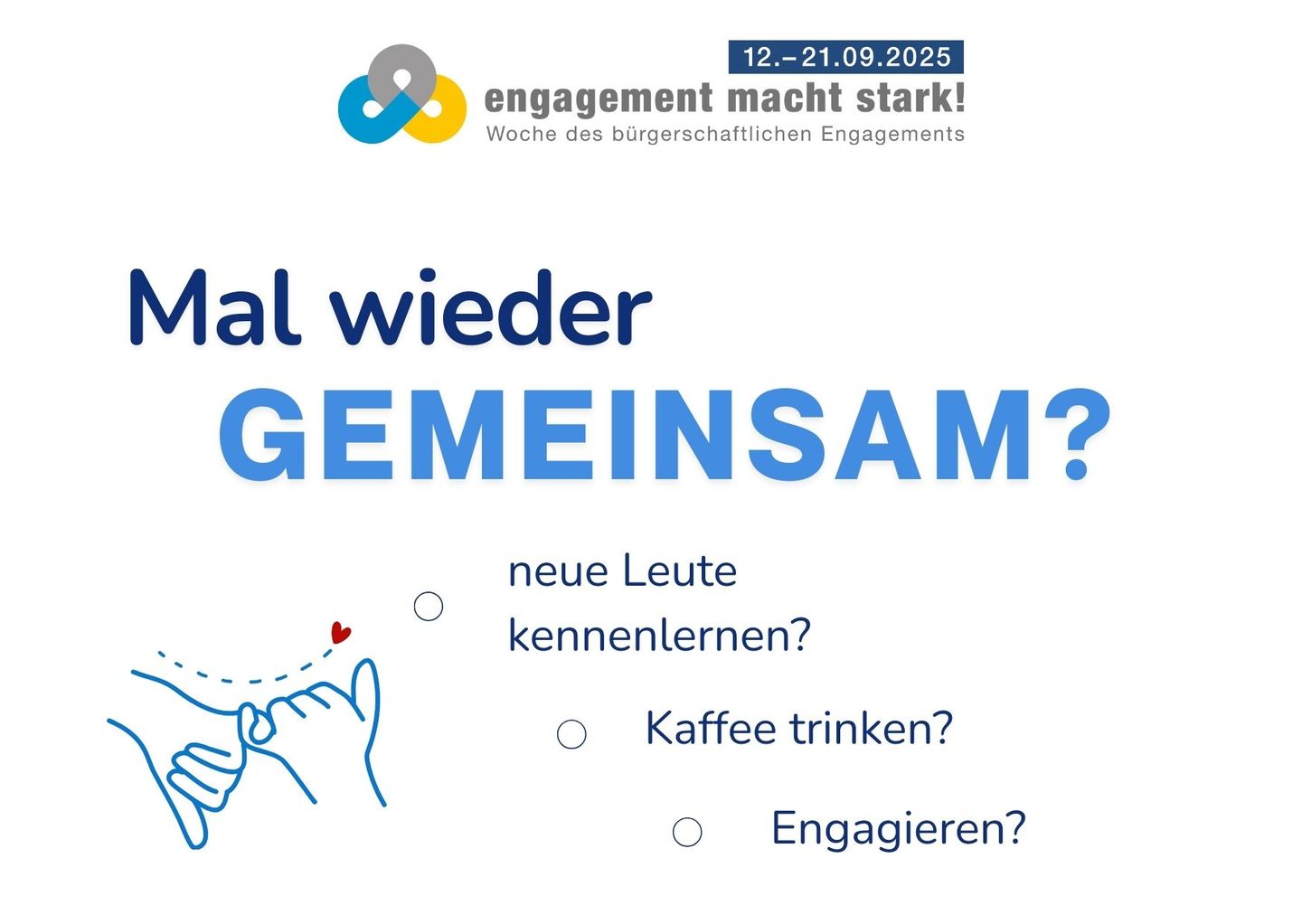 Unter dem Motto: Mal wieder gemeinsam...  -neue Leute kennenlernen?  - Kaffee trinken?  - Engagieren?  laden wir herzlich ein bei Kaffee und Kuchen das CBE und unsere Ehrenamtlichen unverbindlich kennenzulernen!  Erfahren Sie mehr über unsere Bildungsprojekte und was Menschen motiviert sich für Schüler einzusetzen.