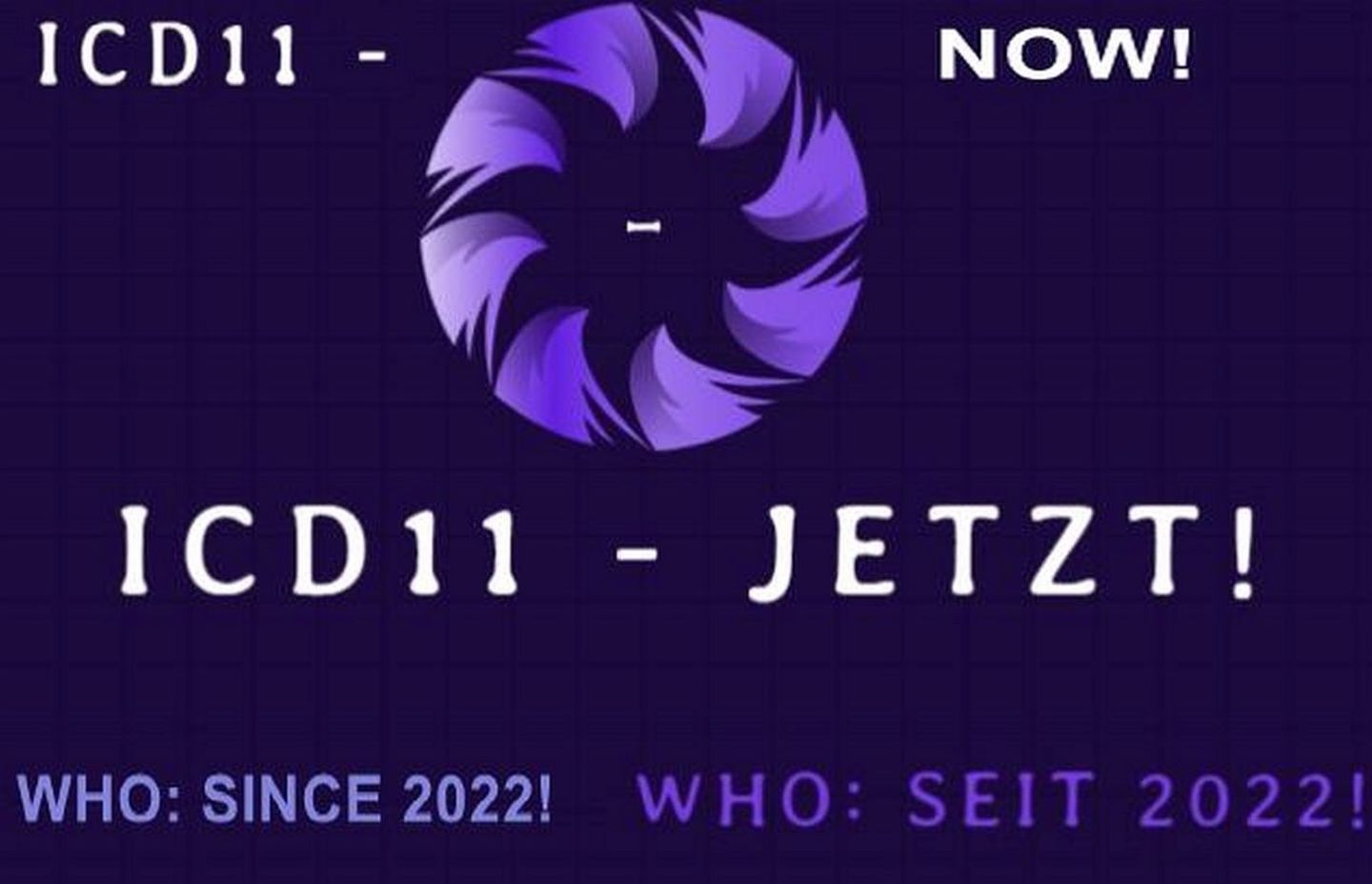Auf dem Bild ist das Logo der Aktion "ICD-11 JETZT!"  zu sehen