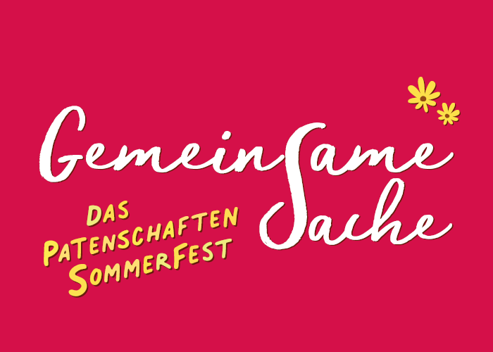 Schriftzug: Gemeinsame Sache Sommerfest und Blumen