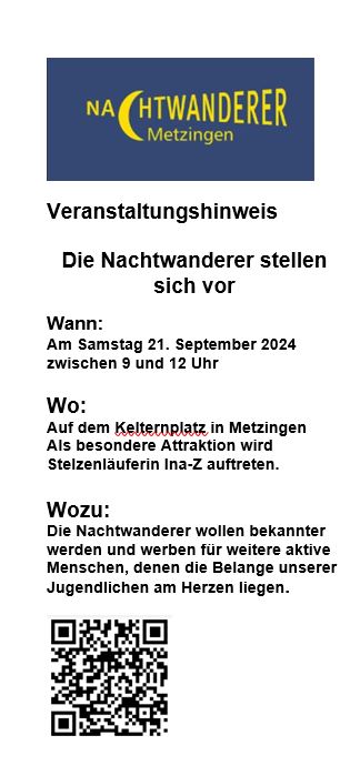 Metzinger Nachtwanderer unterwegs