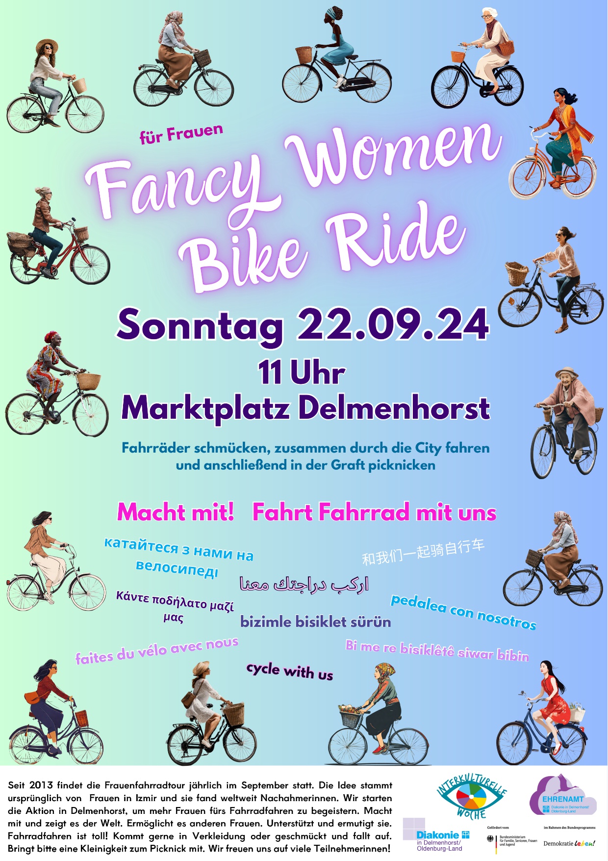 Plakat zum Fancy Women Bike Ride Delmenhorst 2024