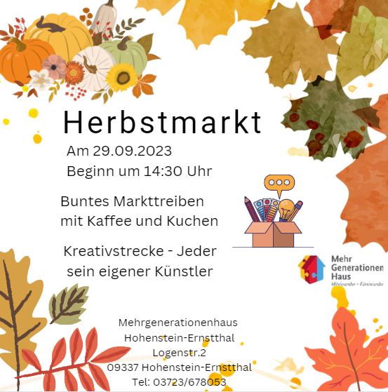 herbstlich geschmückte Ankündigung für den Herbstmarkt