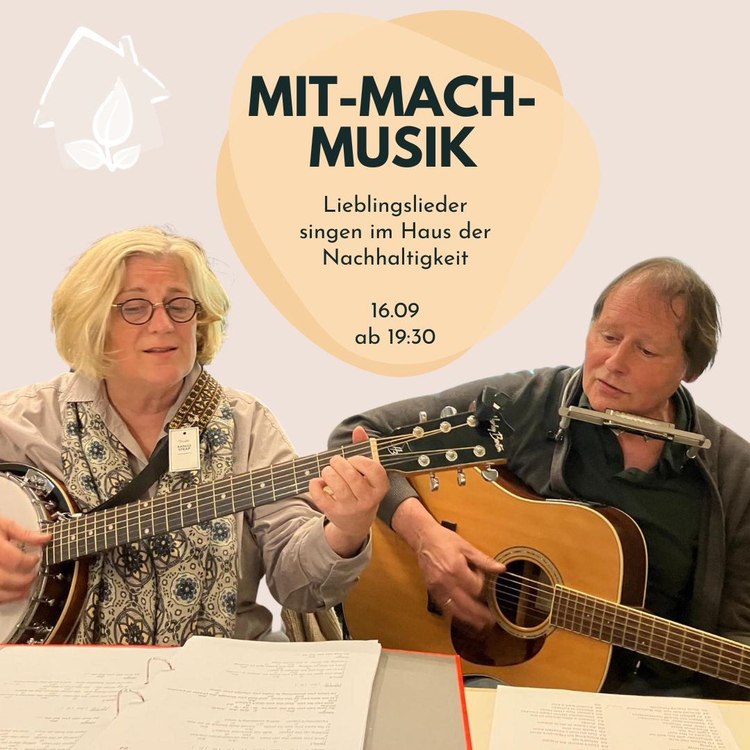Foto mit zwei musizierenden Menschen und der Veranstaltungsankündigung am 16. September