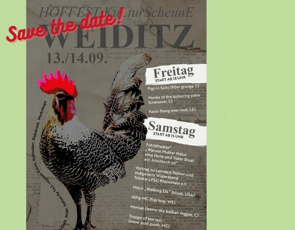 Plakat mit Huhn und Infos zum Fest